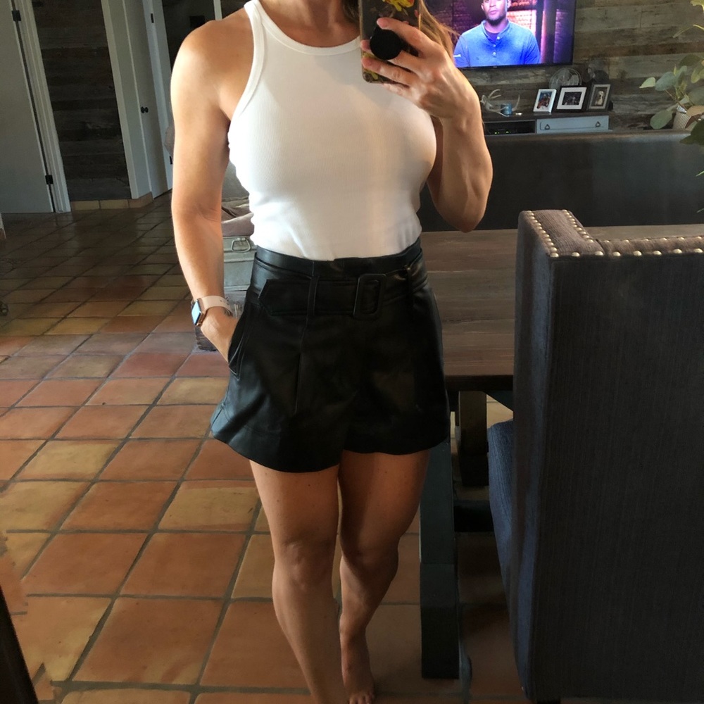 Black pleather shorts